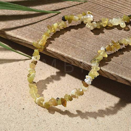 Natural Yellow Opal Chip Beaded Necklaces for Men Women NJEW-G159-01B-1