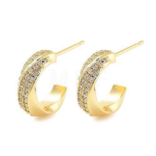 Rack Plating C-Shaped Brass Stud Earrings EJEW-N055-40G-RS-1