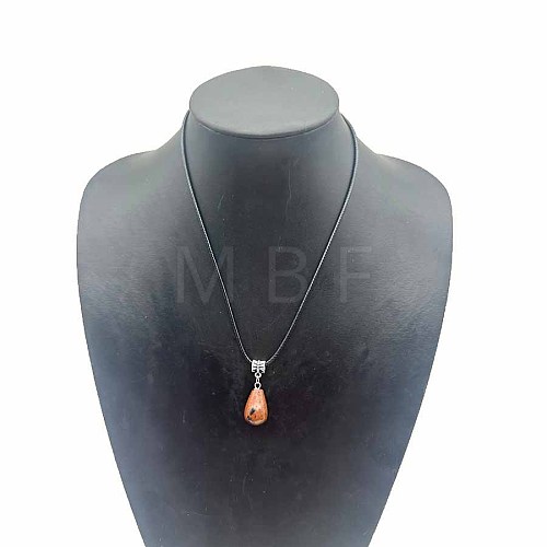 Synthetic Goldstone Teardrop Pendant Necklaces SK1018-2-1