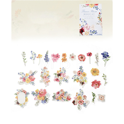 25Pcs Flowers Theme DIY Paper Stickers STIC-U004-02A-1