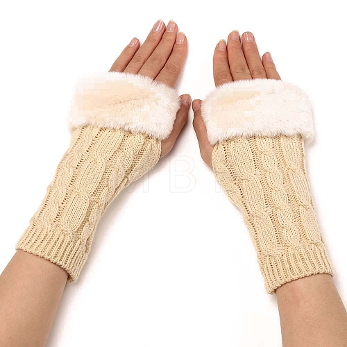 Acrylic Fibers Knitting Fingerless Gloves PW-WG53A2A-05-1