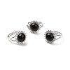 Natural Obsidian Adjustable Rings RJEW-P043-02P-17-1