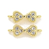 Brass Micro Pave Clear Cubic Zirconia Connector Charms KK-Q820-43G-1