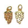 Autumn Theme Brass Micro Pave Cubic Zirconia Charms ZIRC-L093-22G-2