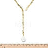 Adjustable Natural Baroque Keshi Pearl Teardrop Pendant Brass Lariat Necklaces NJEW-JN06205-4