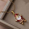 304 Stainless Steel Enamel Red Christmas Santa Claus Pendant Necklace for Women ZM1589-4