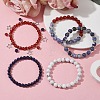 5Pcs 5 Style Natural Mixed Gemstone Round Beaded Stretch Bracelets Set BJEW-TA00435-5