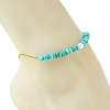 Natural Dyed Freshwater Shell Nuggets Beaded 304 Stainless Steel Cable Chain Anklets for Women AJEW-AN00827-02-2
