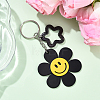 Sunflower with Smiling Face & Star Transparent Acrylic Keychains KEYC-YW00229-01-1