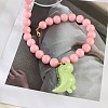 Resin Dinosaur Pendant Pink Round Beaded Necklaces for Women WG6D99C-01-3