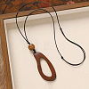Wood Pendant Black Wax Cord Long Necklaces for Women FS-WG36920-08-1