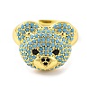 Bear Brass Micro Pave Cubic Zirconia Open Cuff Ring for Women RJEW-U003-22A-G-2