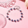 Natural Blue Spot Jasper Rondelle Beads Link Bracelets for Women BJEW-JB10262-03-2
