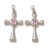 Brass Micro Pave Pink Cubic Zirconia Pendants CU-CBA9AB3-37P-1