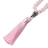 Natural Rose Quartz Mala Prayer Round Beaded Wrap Necklaces with Long Tassel and Metal Tree of Life FS-WG93CBE-02-2