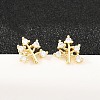 Brass Micro Pave Clear Cubic Zirconia Stud Earrings EJEW-F405-07G-1