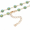 Daisy Link Chain Necklaces & Bracelets Jewelry Sets SJEW-JS01138-02-5