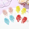 Glass Seed Braided Beaded Flower Stud Earrings EJEW-MZ00736-1