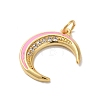 Moon Rack Plating Brass Micro Pave Cubic Zirconia Enamel Pendants KK-G504-06G-02-2