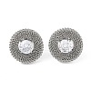 304 Stainless Steel Pave Cubic Zirconia Twisted Chain Disc Stud Earrings for Women EJEW-G390-06P-01-2