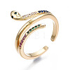 Spakling Cubic Zirconia Snake Wrap Cuff Ring RJEW-N035-070B-NF-3