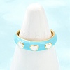 Brass Enamel Cuff Open Rings RJEW-P190-01G-02-1