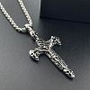 Fashionable 304 Stainless Steel Gothic Skull Cross Pendant Necklaces for Men KE0152-1