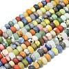 Natural Blue Spot Jasper & Dalmatian Jasper & White Jade Beads Strands G-P575-A30-6x4mm-01-2