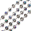 Faceted Rondelle Handmade Electroplate Glass Beads Chains X-AJEW-JB00130-01-1