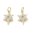 Brass Micro Pave Clear Cubic Zirconia Charms X-ZIRC-Q024-02G-2