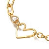 Heart Brass Micro Pave Clear Cubic Zirconia Cable Chain Bracelets For Women Girl BJEW-L696-011G-2
