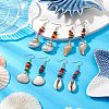 Dyed Shell & Electroplated Conch Shell Dangle Earrings EJEW-JE06061-2