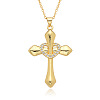 Brass Micro Pave Clear Cubic Zirconia Cross with Heart Pendant Necklaces FS-WG8523C-05-1