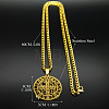 201 Stainless Steel Saint Benedict Medal Pendant Necklaces with Cuban Link Chains for Men FS-WG2A1DE-02-3
