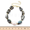 Natural Abalone Shell & Cultured Freshwater Pearl Beaded Bracelets BJEW-JB13605-3