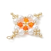 Glass Seed Beaded Star Pendants PALLOY-MZ01165-04-4