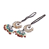 Natural Citrine Moon with Mixed Gemstone Chips Tassel Pendant Decorations G-L524-07R-A08-1