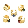 Natural Carnelian/Black Agate/Tiger Eye/Lapis Lazuli/Moss Agate Cuff Open Rings RJEW-JR01079-04-2