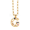 Brass Pave Colorful Cubic Zirconia Initial Pendant Necklaces FS-WG26597-07-1