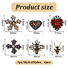 GOMAKERER 6Pcs 6 Style Bees Flower Heart Handicraft Acrylic Beaded Appliques PATC-GO0001-07-2