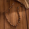 Adjustable Vintage Bohemian Men's Round Natural Tiger Eye and Column Wood Beaded Necklaces HA1225-5