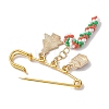 Candy Cane & Christmas Tree & Gift Glass Seed Beads & Alloy Enamel Pendant Kilt Pins JEWB-MZ00003-4