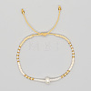 Bohemian Style Glass Seed Bead & Imitation Pearl Beads Braided Bead Bracelets JJ7327-11-1