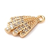 Brass Micro Pave Clear Cubic Zirconia Charms KK-G503-43G-2