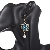 Dyed Natural Malaysia Jade & Glass Seed Beaded Flower with Teardrop Dangle Earrings EJEW-MZ00710-5