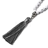 Natural Howlite Mala Prayer Round Beaded Wrap Necklaces with Long Tassel and Metal Tree of Life FS-WG93CBE-08-2