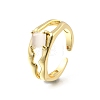 Square Brass Cat Eye Cuff Rings RJEW-G344-01G-01-4