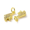 Brass Micro Pave Clear Cubic Zirconia Charms KK-E068-VF061-3