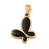 Vacuum Plating 201 Stainless Steel Enamel Pendants STAS-P314-09G-1