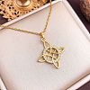 Brass Micro Pave Clear Cubic Zirconia Viking Knot Pendant 304 Stainless Steel Cable Chain Necklaces for Women WG5818B-03-1
